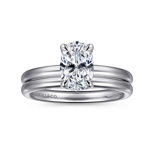 14K White Gold Oval  Diamond Engagement Ring