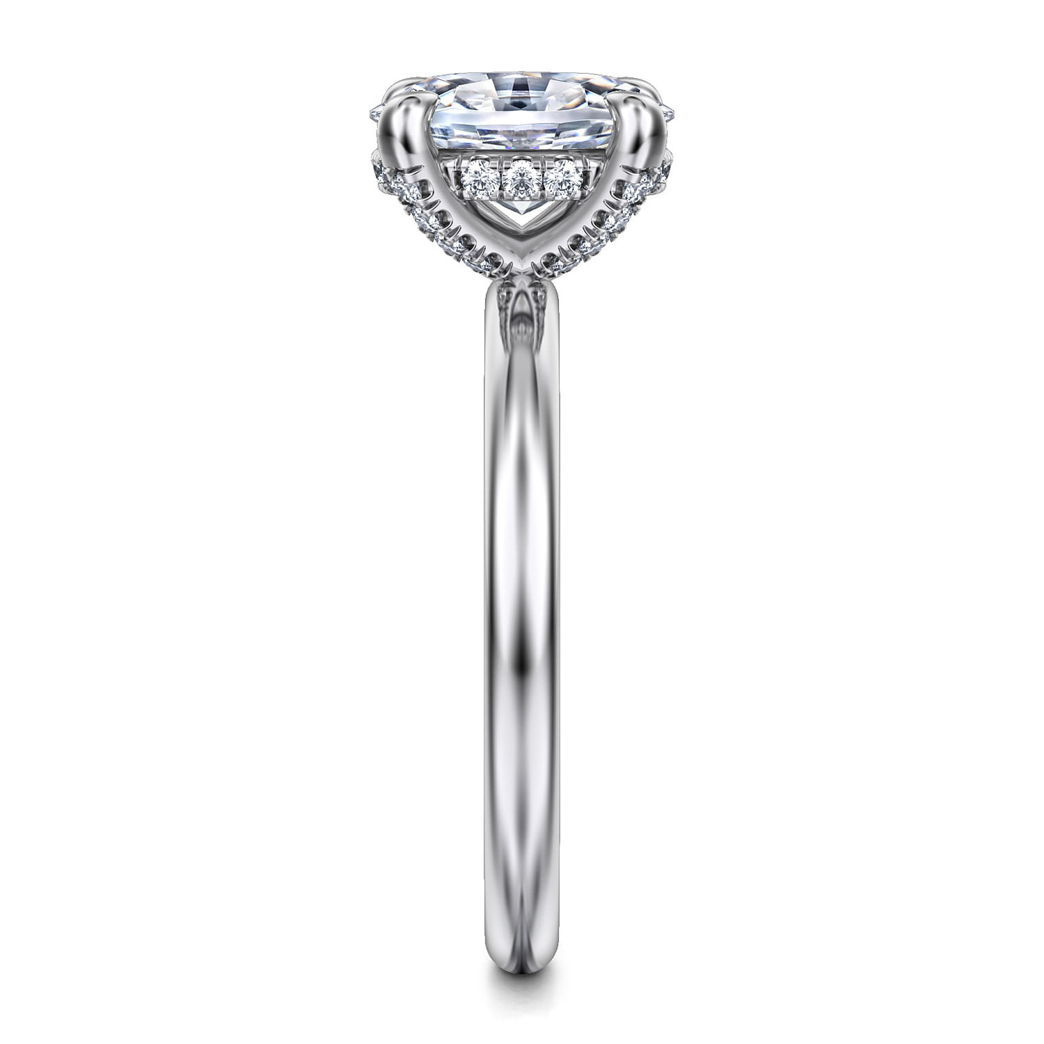 14K White Gold Oval  Diamond Engagement Ring
