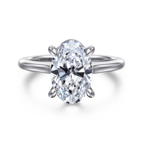 14K White Gold Oval  Diamond Engagement Ring