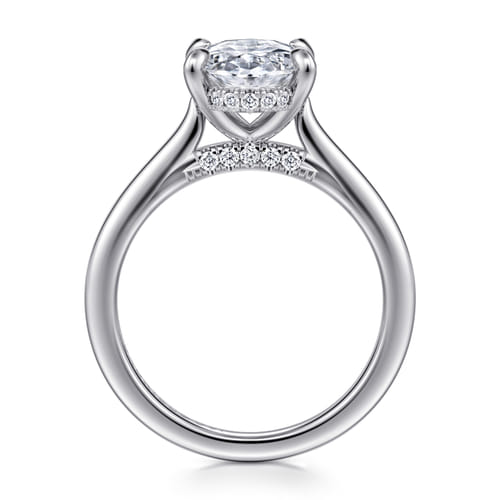 14K White Gold Oval  Diamond Engagement Ring