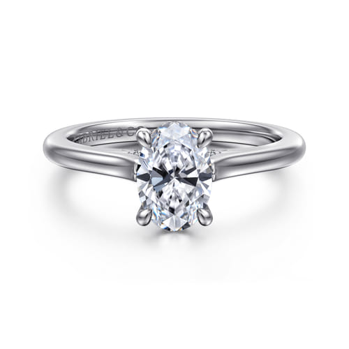 14K White Gold Oval  Diamond Engagement Ring
