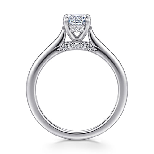 14K White Gold Oval  Diamond Engagement Ring