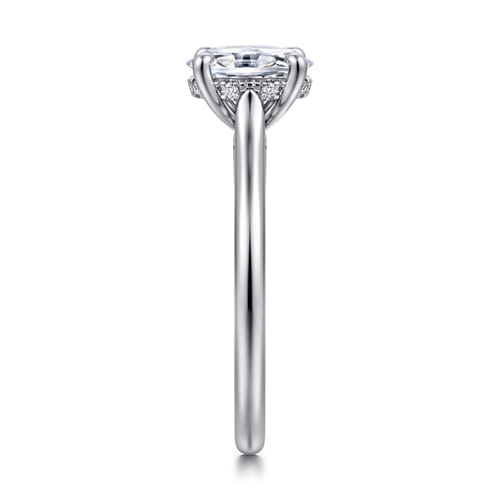 14K White Gold Oval  Diamond Engagement Ring