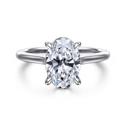 14K White Gold Oval  Diamond Engagement Ring