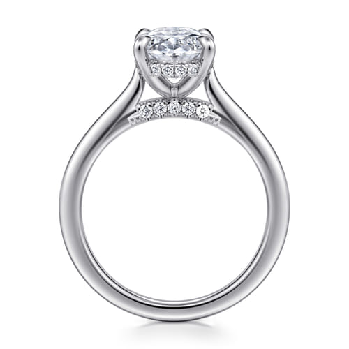 14K White Gold Oval  Diamond Engagement Ring