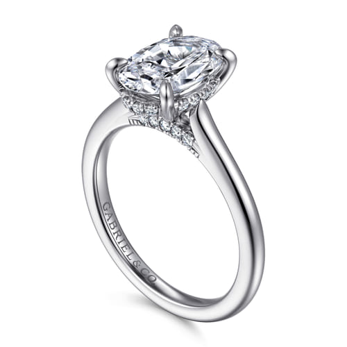14K White Gold Oval  Diamond Engagement Ring