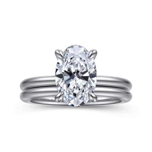 14K White Gold Oval  Diamond Engagement Ring