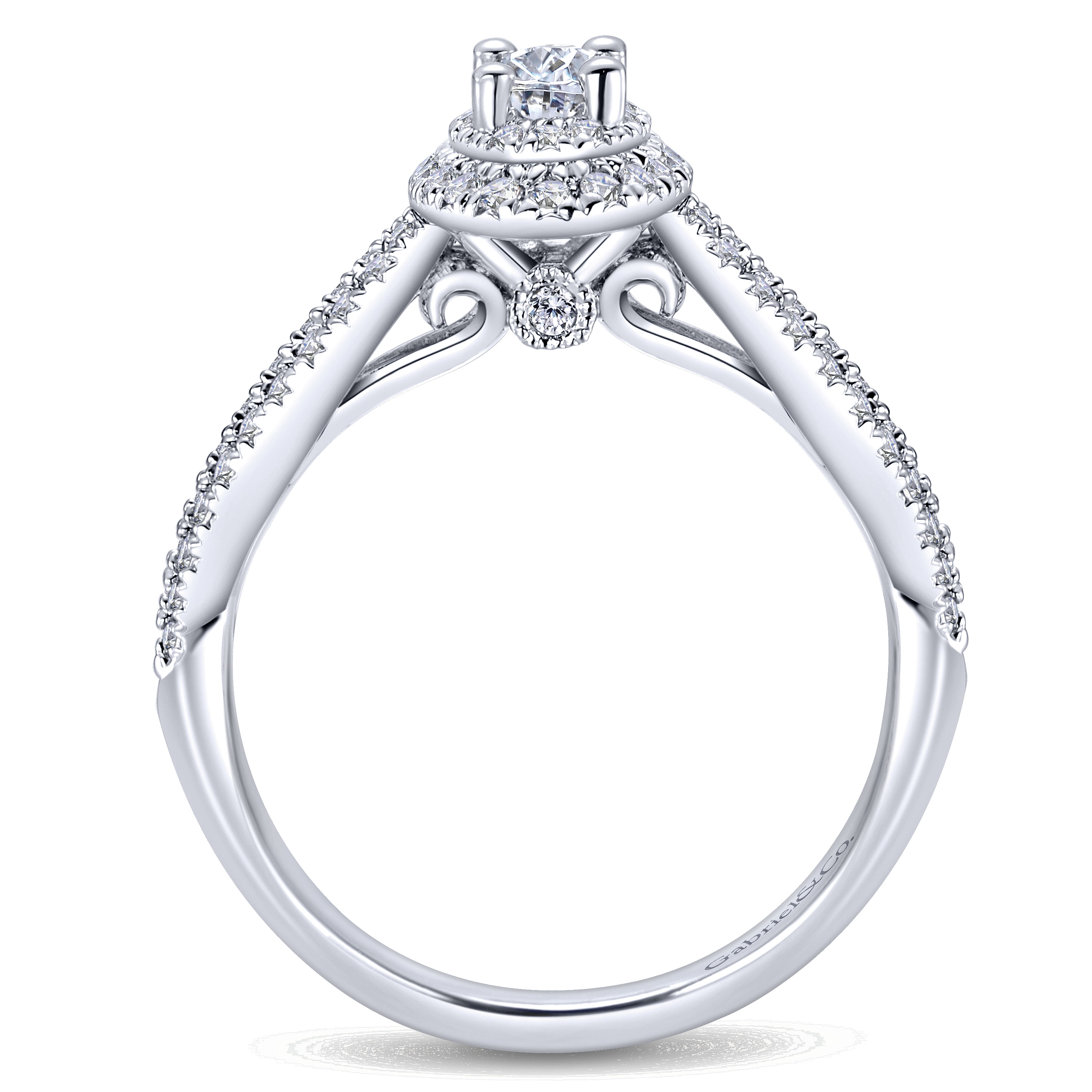 14K White Gold Oval Complete Diamond Engagement Ring
