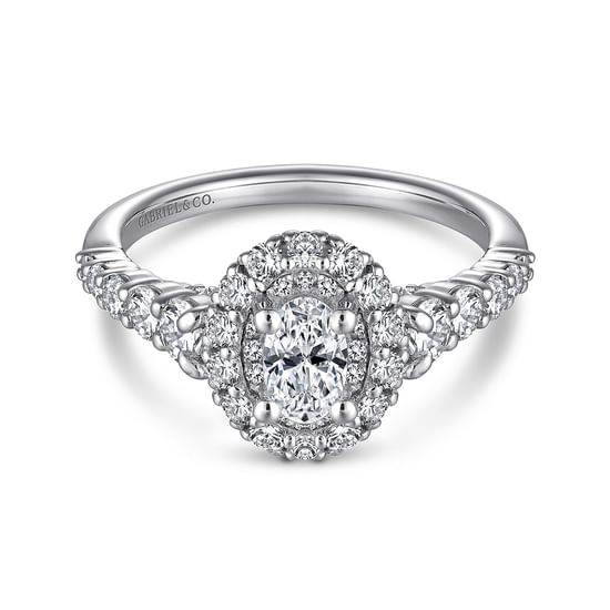 Gabriel - 14K White Gold Oval Complete Diamond Engagement Ring