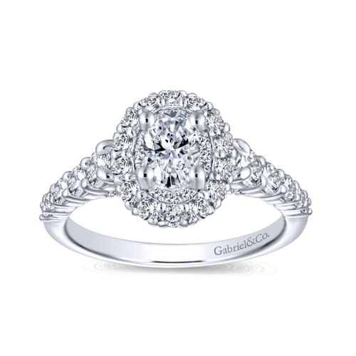 14K White Gold Oval Complete Diamond Engagement Ring