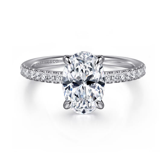 Gabriel - 14K White Gold Oval Cut Diamond Engagement Ring