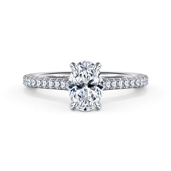 Gabriel - 14K White Gold Oval Cut Diamond Engagement Ring