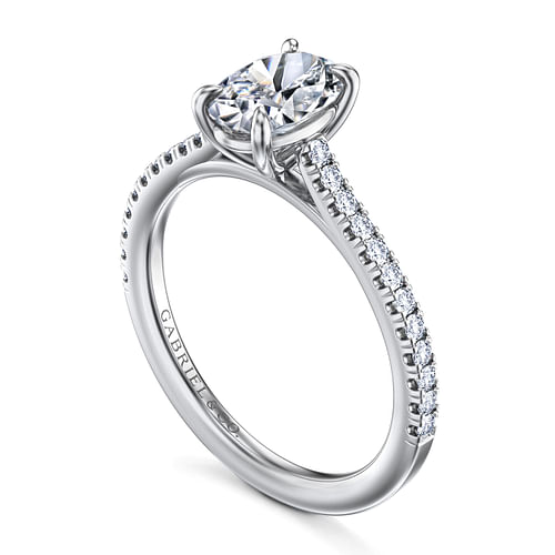 14K White Gold Oval Cut Diamond Engagement Ring
