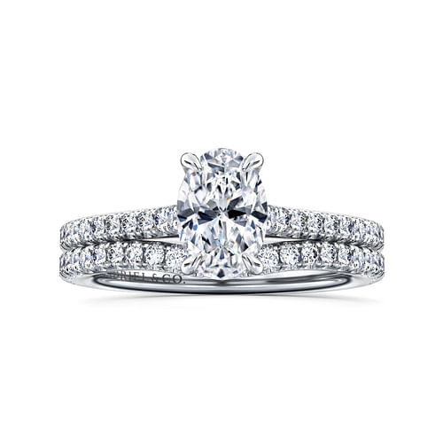 14K White Gold Oval Cut Diamond Engagement Ring