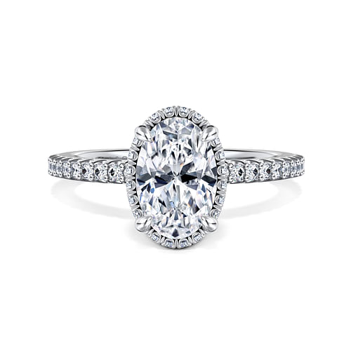 14K White Gold Oval Cut Diamond Engagement Ring