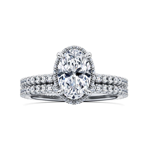 14K White Gold Oval Cut Diamond Engagement Ring