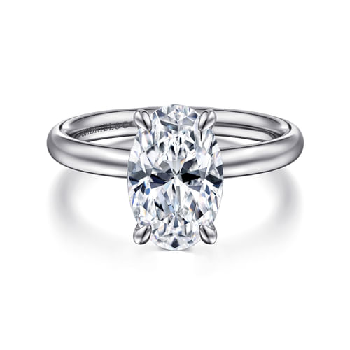14K White Gold Oval Cut Solitaire Diamond Engagement Ring