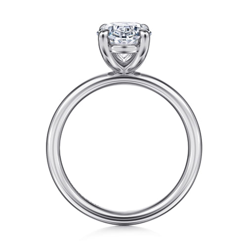 14K White Gold Oval Cut Solitaire Diamond Engagement Ring