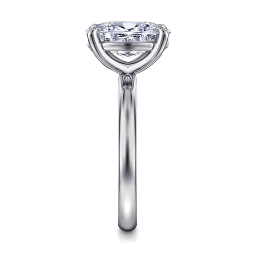 14K White Gold Oval Cut Solitaire Diamond Engagement Ring