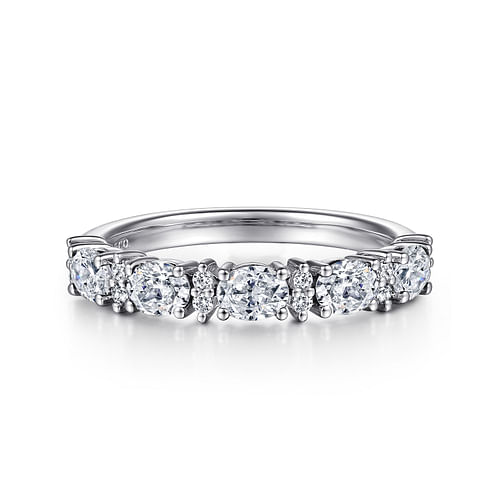 14K White Gold Oval Diamond Anniversary Band