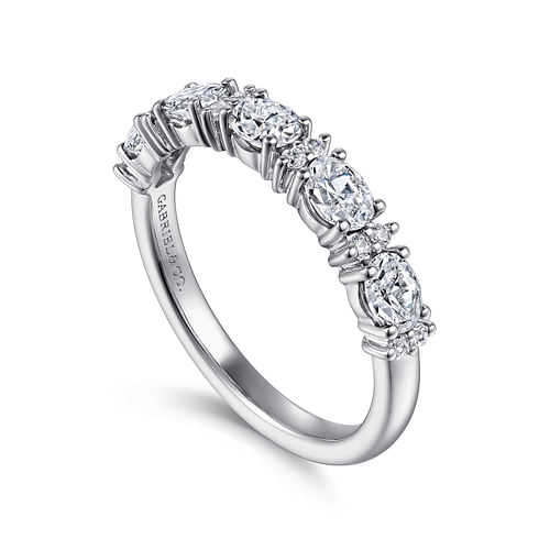 14K White Gold Oval Diamond Anniversary Band