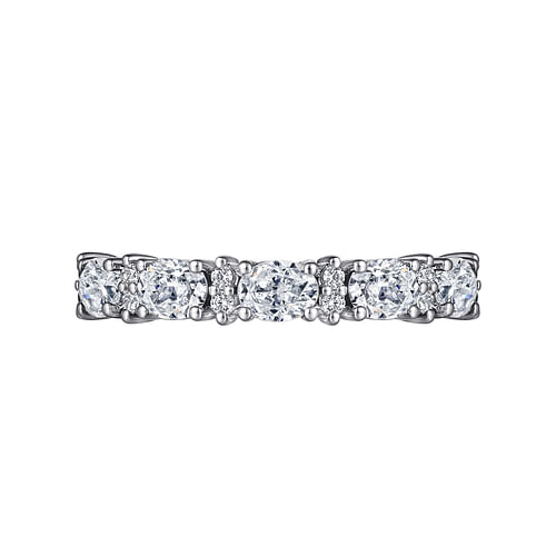 14K White Gold Oval Diamond Anniversary Band