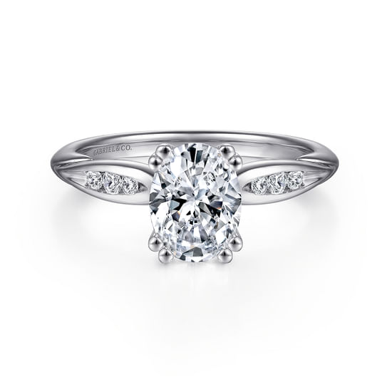 Gabriel - 14K White Gold Oval Diamond Channel Set Engagement Ring