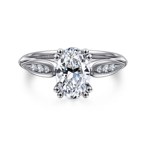 14K White Gold Oval Diamond Channel Set Engagement Ring