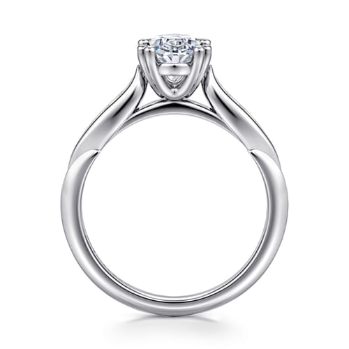 14K White Gold Oval Diamond Channel Set Engagement Ring