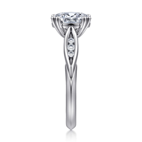 14K White Gold Oval Diamond Channel Set Engagement Ring