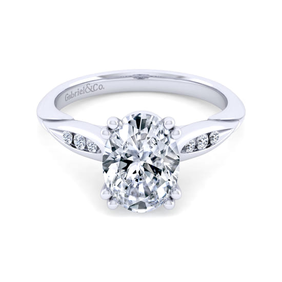 Gabriel - 14K White Gold Oval Diamond Channel Set Engagement Ring