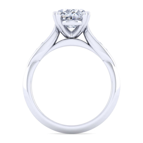 14K White Gold Oval Diamond Channel Set Engagement Ring