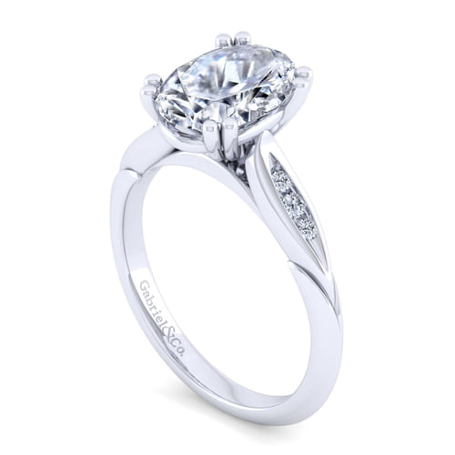 14K White Gold Oval Diamond Channel Set Engagement Ring
