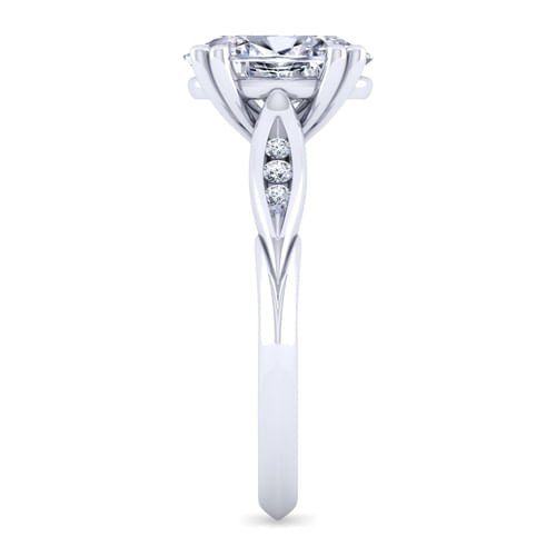 14K White Gold Oval Diamond Channel Set Engagement Ring