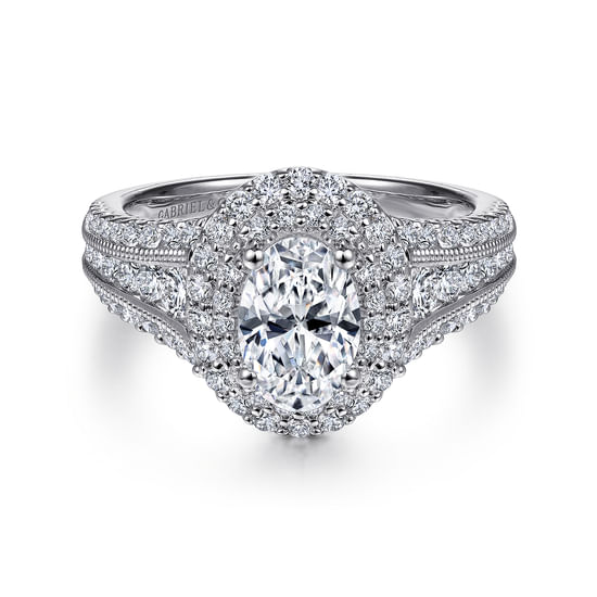 Gabriel - 14K White Gold Oval Diamond Channel Set Engagement Ring