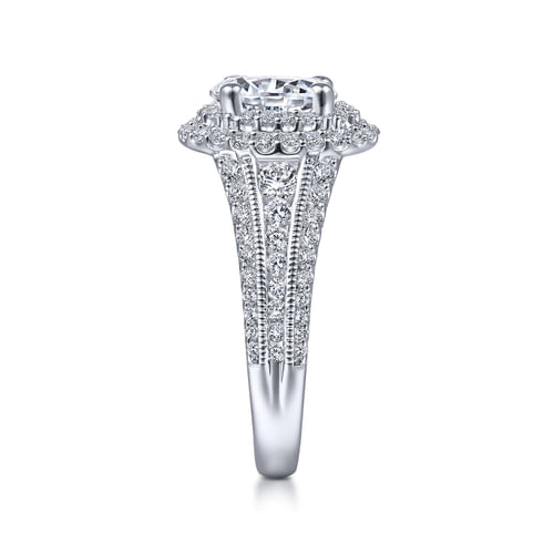 14K White Gold Oval Diamond Channel Set Engagement Ring