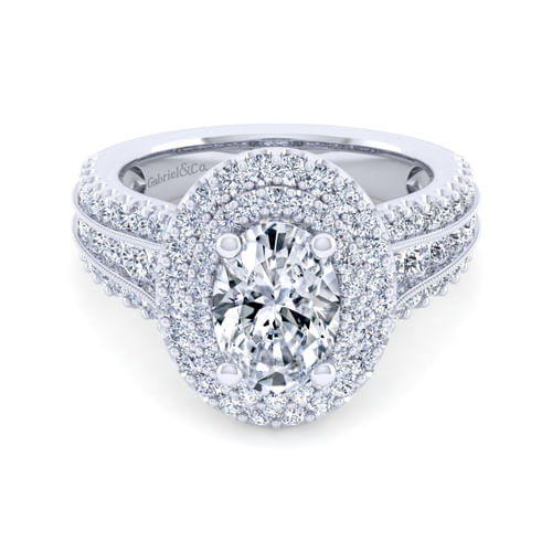 14K White Gold Oval Diamond Channel Set Engagement Ring