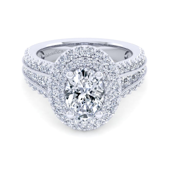 Gabriel - 14K White Gold Oval Diamond Channel Set Engagement Ring