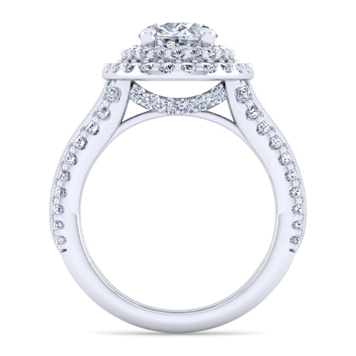 14K White Gold Oval Diamond Channel Set Engagement Ring