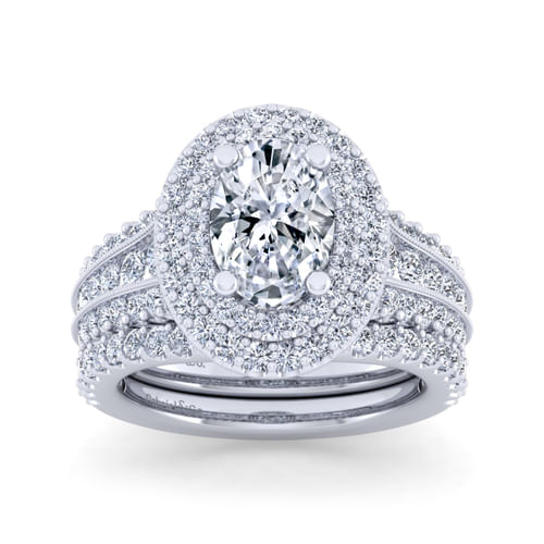 14K White Gold Oval Diamond Channel Set Engagement Ring