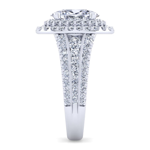 14K White Gold Oval Diamond Channel Set Engagement Ring