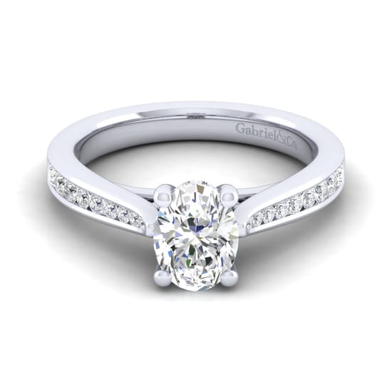 Gabriel - 14K White Gold Oval Diamond Channel Set Engagement Ring
