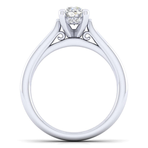 14K White Gold Oval Diamond Channel Set Engagement Ring