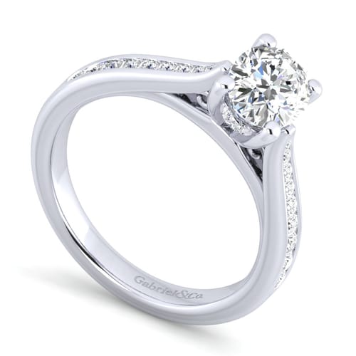 14K White Gold Oval Diamond Channel Set Engagement Ring