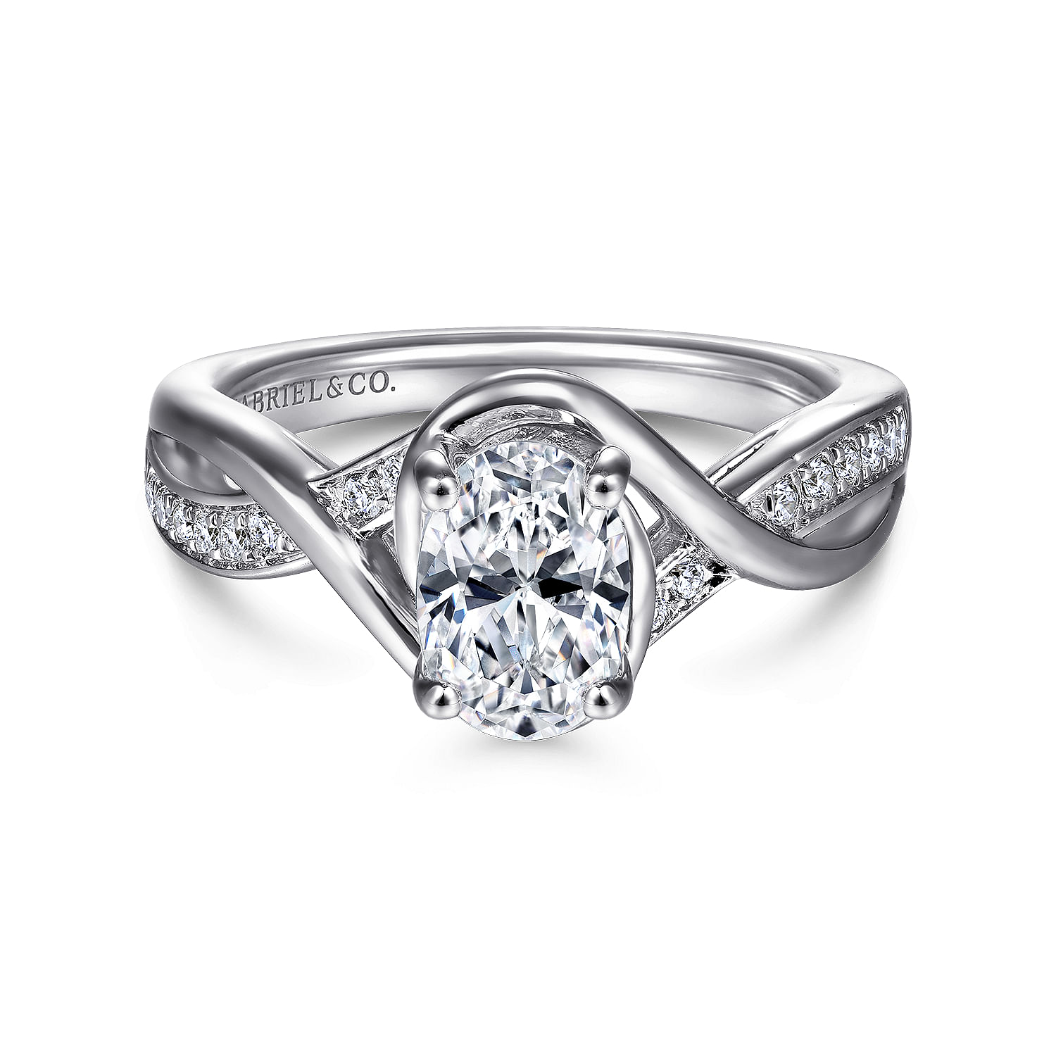 Gabriel - 14K White Gold Oval Diamond Channel Set Engagement Ring