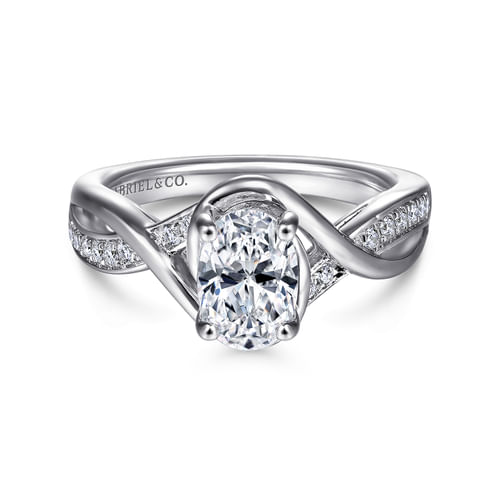 14K White Gold Oval Diamond Channel Set Engagement Ring