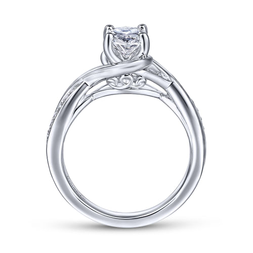 14K White Gold Oval Diamond Channel Set Engagement Ring