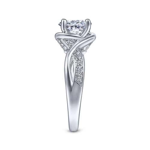 14K White Gold Oval Diamond Channel Set Engagement Ring