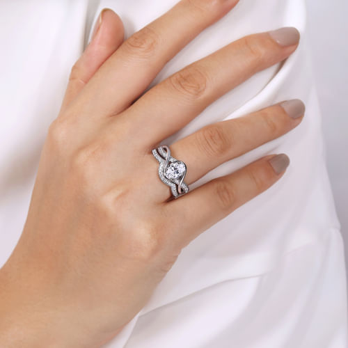 14K White Gold Oval Diamond Channel Set Engagement Ring