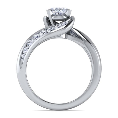 14K White Gold Oval Diamond Channel Set Engagement Ring